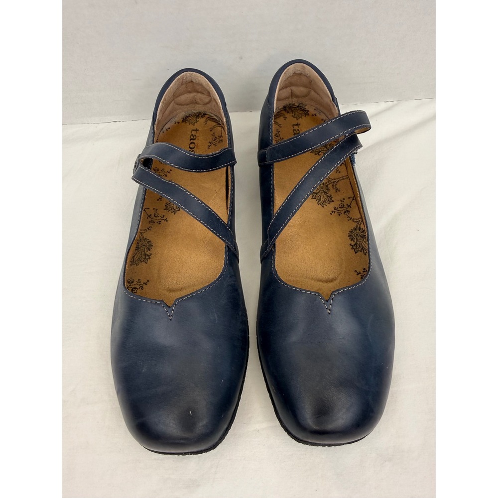 Taos BNR-14209 Navy Blue Leather Double Strap Mary Jane Flats Womens 11 - Picture 2 of 9